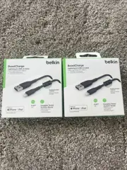 (2)Belkin BOOST CHARGE Braided Lightning to USB-A ChargeSync Cable 6.6 ft. Black