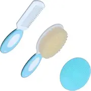 Soft Baby Hair Brush and Comb Set for Newborns & Toddlers - Gentle Care with Soft Brush Hairs, Blue Design