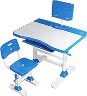 Kids Desk and Chair Set, Height Adjustable Children School Study Desk with Tilt Desktop, Bookstand, LED Lamp, Storage Drawer for Boys Girls (Color : A, Size : 80cm)