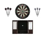 Bristle Dartboard + Espresso Steel Tip Cabinet + Fatal/Raven Darts 25 Grams