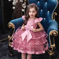 在飛比找蝦皮購物優惠-童裝女童公主裙兒童表演禮服裙大蝴蝶結蛋糕蓬蓬裙 LLOC
