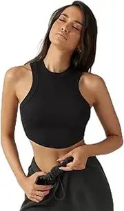 [REDBMX] Yoga Vest Built-in Chest Pad Crop Top Running Vest Woman Show Triceps Fitness Tank Breathable Gym Top