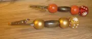 #2 two Roach Clip Dice/Die Wood & Bead CANNABIS Leaf Engraved Image P15