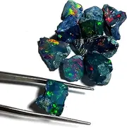 [Jaguar Gems] Black Opal Rough Gemstone AAAA+ Grade Certified 5 Pcs – Natural Ethiopian Welo Fire Opal Stone, Handpicked Multi-Color Flash Raw Opals for Jewelry Making, Tumbling and Healing