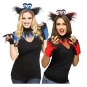 Adult Blue Red Monster Halloween Light Up Eyes Furry Ear Headband Costume Kit