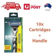 Genuine Gillette Mach3 Razor Kit Handle With 10 Refill Blades Cartridges Blades