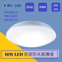 在飛比找松果購物優惠-舞光16W LED 微波感應 戶外防水吸頂燈 抗UV面罩 I