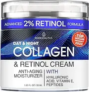 Collagen Cream for Face with Retinol and Hyaluronic Acid, Day and Night Anti Aging Skincare Facial Moisturizer, Hydrating Face Lotion, Moisturizing Cream to Reduce Wrinkles for Women Men, Made in USA