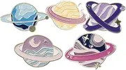 [Ipetboom] 5pcs Planet Enamel Pin Women Retro Brooch Jewelry Adorable for Clothing Hats Bags Backpacks and Scarves Unique for