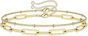 [yaozeio] Gold Paperclip Bracelet Chain Link Bracelet Gold Layered Bracelets for Women Layering Bracelets