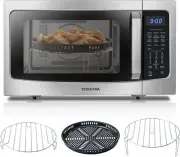 Stainless Steel Air Fryer Microwave 1.5 Cu Ft with Smart Sensor & Mute Feature