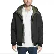NWT Tommy Hilfiger Soft Shell Hooded Bomber Jacket In Black Green Size XXL Logo