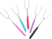 5Pcs Extendable Roasting Sticks Stainless Steel Skewers for Safe Camping and Grilling Telescopic BBQ Tools with Storage Bag for Outdoor Barbecue Supplies