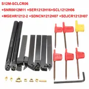 Drillpro 7pcs 12mm Shank Lathe Set Boring Bar Turning Tool Holder with Carbide Inserts CCMT060204 DCMT070204