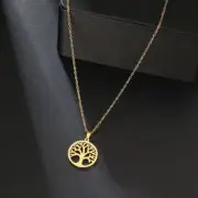 Tree of Life Round Pendant Necklaces -Stainless Steel Necklace Girl Jewelry Gift