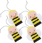 Kisangel 4pcs Finger Puppets Soft Plush Bee for Interactive Storytelling and Creative Play Engaging Plush Puppet for Handmade Design