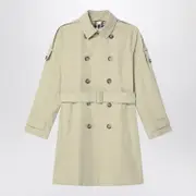 [Burberry] Double-breasted trench coat with belt 14 Y Green