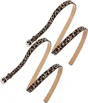 [Baluue] 2 Pcs Wide Leopard Print Faux Leather Belts for Women Adjustable Waist Belts with Metal Buckle Jeans Accessories for Dresses and Casual Outfits