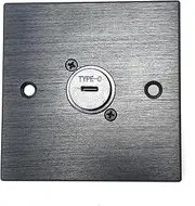 Brushed Aluminium Single USB-C Socket Feedthrough D-Series Outlet Wall Faceplate – Durable Metal Plate with Screws Included