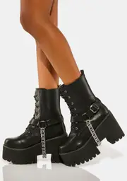 Noir Secret Stomper Platform Boots