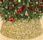 Gold Christmas Tree Collar Glitter Xmas Tree Collar 23.6 Inch Sequin Christma...