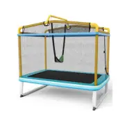 3in1 Rectangle Trampoline For Kids With Swing Horizontal Bar Yellow
