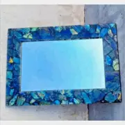 12x18 Rectangle Labradorite Stone Crystal Wall Mirror Picture Frame Gift for Her