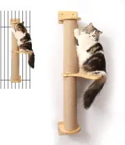 Cat Activity Tree with Scratching Posts,Wall Mounted Jute Scratcher Pine Hammock