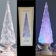 Cracker Barrel Light Up Glitter Glove Christmas Tree On Pedestal *NEW*