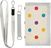 [miaozhen] Cartoon Colorful Dot Beige trifold mens trifold wallet for credit cards minimalistic lighweight billfold with lanyard billeteras para hombre, Cartoon colorful dot beige, 1 size