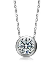 Rachel Glauber Plated CZ Solitaire Pendant Necklace
