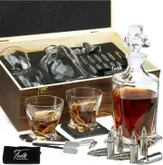 10-Piece Whiskey Decanter Set with Stainless Steel Stones - Perfect Gift for Him