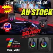 Surround Sound System LED PC Speakers Gaming Bass USB For Desktop Computer SW