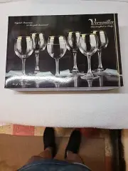 Versailles 24 kts Gold Decorated Italian Handcrafted Stemware, 6 Pcs.