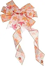 GLEAVI Thanksgiving Large Bow Decor Elegant Dual Ribbon Bow for Front Door Fall Wreath Decoration Unique Thanksgiving Ornament for Home Festivities