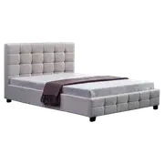 Linen Fabric Queen Deluxe Bed Frame Beige