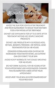 Microdermabrasion Aftercare Cards | 50 Pack | Size 2 x 3.5” inches Business Card Size | Microdermabrasion PMU | Aftercare Instructions White with Photo Design