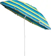 Caribbean Joe Beach Umbrella, Portable and Adjustable Tilt Sun Umbrella with UV Protection, Vented Canopy, Full 6 ft Arc
