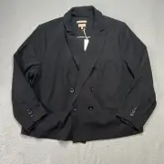 Talbots Blazer Womens 24W Black Suit Jacket Luxe Italian Knit Double Breasted