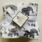 Set of 4 Elephant Wash Cloths White Gray 100% cotton terry cloth backed Boho