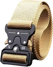 [JUZHIJIA] Men's Military Release Army Belt Men Duty Combat Tactical Belt Casual Durable Nylon Strap Waist Belt, Khaki, Large