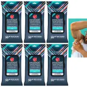 6 Packs Men's Deodorant Wet Wipes Cleaning Cloths Moist Towelette Fresh 180 Ct
