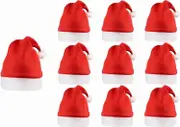 10pcs Bulk Christmas Santa Hats Bells for Adults, Classic Red Xmas Holiday Hats for Party Costume