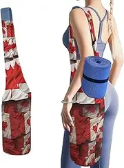JKLQWH Canadian Flag Printed Yoga Mat Bag Long Tote with Pockets for Your Yoga Accessories Exercise Yoga Mat Carrier Holder Multi-Functional Storage Bag Holds Most Pilates Mats
