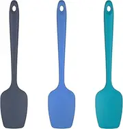 [U-Taste] Silicone Spoon Spatula Set: 315℃ High Heat Resistant BPA-Free Flexible Rubber Scraper, Cooking Mixing Baking Kitchen Utensils Set of 3 (Multicolors)