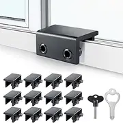 ZRFCXE Window Locks,12 Sets Sliding Window Locks with Key for Vertical & Horizontal Sliding Windows Doors,Easv to Install,Adjustable Security Window Lock for Patio Bedroom Home and Office (Black)