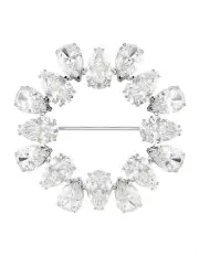 [Swarovski] Matrix Brooch Pear Cut Rhodium Plated in White