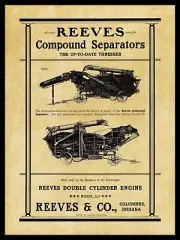 1905 Reeves & Co. Compound Separator/Thresher NEW Metal Sign: Columbus, Indiana
