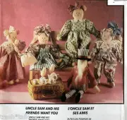 Victorian plush doll pattern rabbit bear Uncle Sam