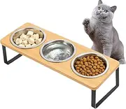 Cat Bowls with Stand,Puppy Dishes - 15-Degree Tilted Adjustable Height Elevated Non Slip Eating Kitten Puppy Feeding Bowls with Stand for Outdoor Pets